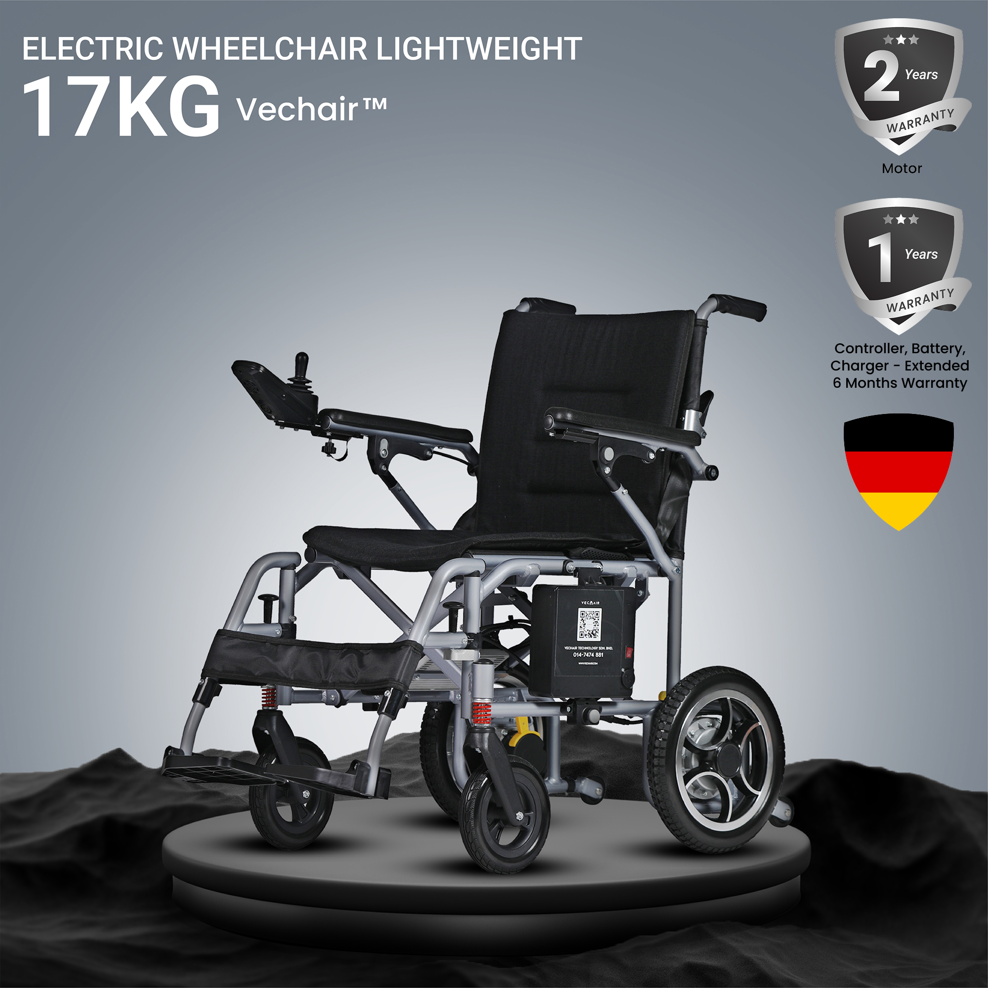 (VC-W03) Electric Wheelchair Lightweight 17KG Vechair